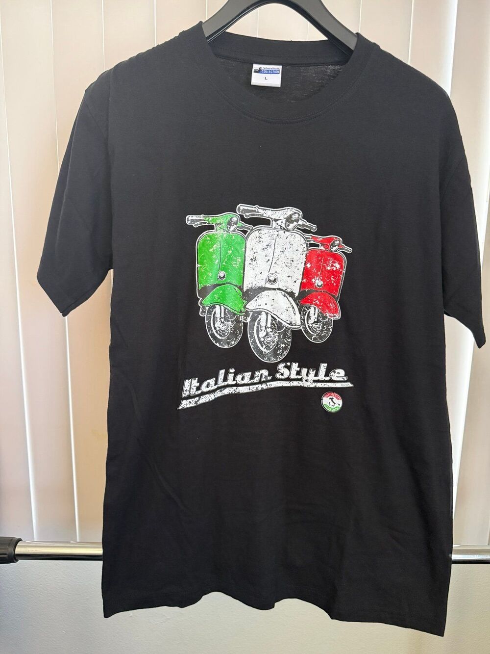 Men’s Venice Collection “Italian Style” Black Vespa  Graphic T-Shirt Size Large